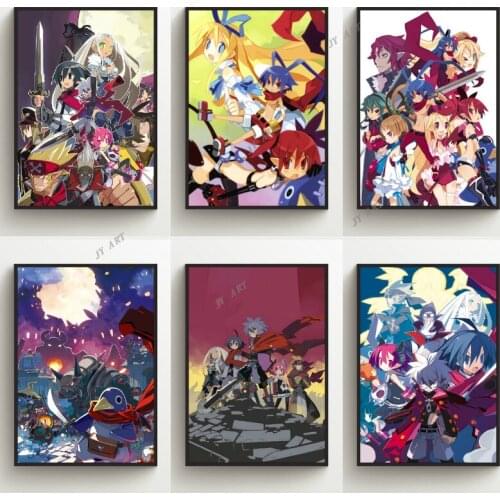 Retro Anime Posters Makai Senki Disgaea Canvas Painting Print Poster Picture Wall Modern Minimalistic Home Bedroom Decoration