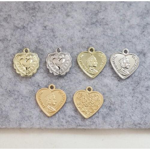 Vintage Silver Gold Rose Bronze Heart Alloy Charms 50pcs/lot DIy Jewelry Findings Ornament Accessories Necklace Pendants 16*18mm