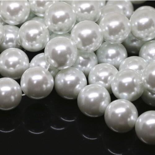 Popular white shell pearl round simulated-pearl loose beads 4 6 8 10 12 14mm diy women necklace bracelet jewelry 15inch B1604