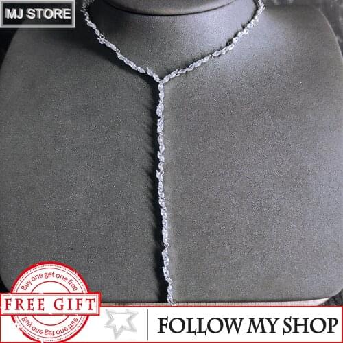 Adjustable Necklace S925 Sterling Silver Long Necklace Drop-Shaped Zircon Luxury Brand Monaco Jewelry Woman Gift