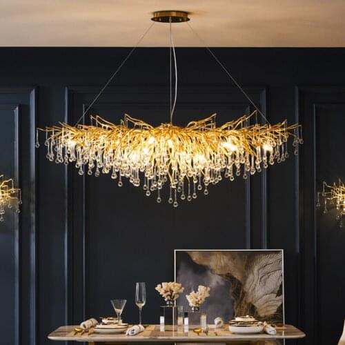 Decoration LOFT VillaModern Luxury Crystal LED Dine Lamp Chandelier Lighting Kitchen Lamp DiningHotel Hall Art Indoor Lights