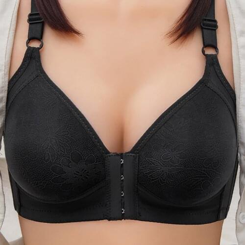 Sexy Front Buckle Bras Breathable Thin Section No Steel Ring Bras for Women Adjustment Push Up Full Cup Underwear