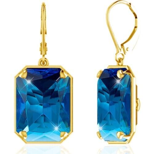 Top Jewelry Topaz Earrings 100% Real Silver 925 Drop Earrings For Women Accessories Ocean 14K Gold Jewelry 2020 Luxury Brands