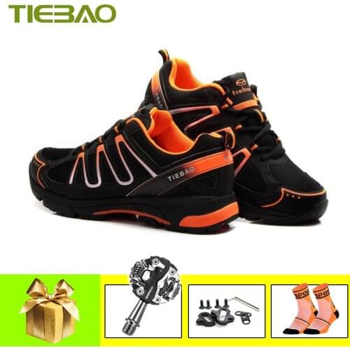 TIEBAO Cycling Shoes Mtb Sapatilha Ciclismo Men Women Breathable Leisure Bicycle Sneakers Pedals Self-locking Athletic Bike Shoe
