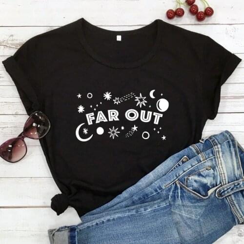 Far Out T-shirt Aesthetic Starry Space Graphic Tee Shirt Top Fashion Women Short Sleeve Tumblr Galaxy Tshirt Dropshipping