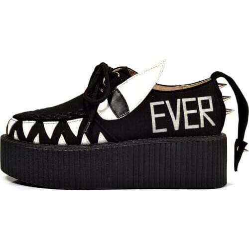 Womens Shark Lolita Rivet Tail Printed Gothic Punk Pumps Shoes Platform High Heel Creepers Japanese Harajuku Plus Size New 2021