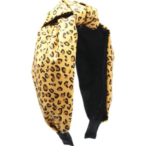 Winter Free shipping Leopard Print elegant solid knot women hairbands girls headbands ins wide ladys headwear hair accessories