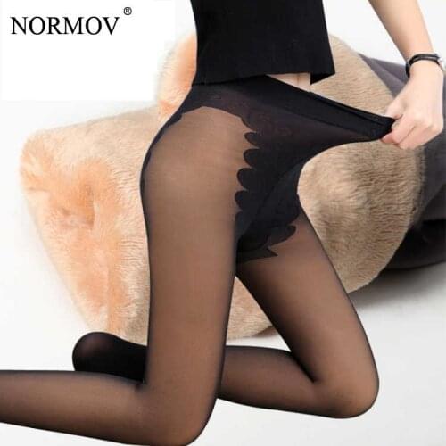 NORMOV Winter Warm Leggings Women High Waist Slim Plus Velvet Thick Leggings Skin-Transparent Cold Resistance Thickened Leggins