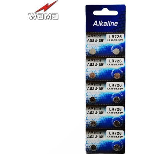 10pcs/pack Wama AG2 1.5V Button Cell Batteries 396A LR59 196 612 LR726 LR59 Watch Alkaline Button Coin Battery