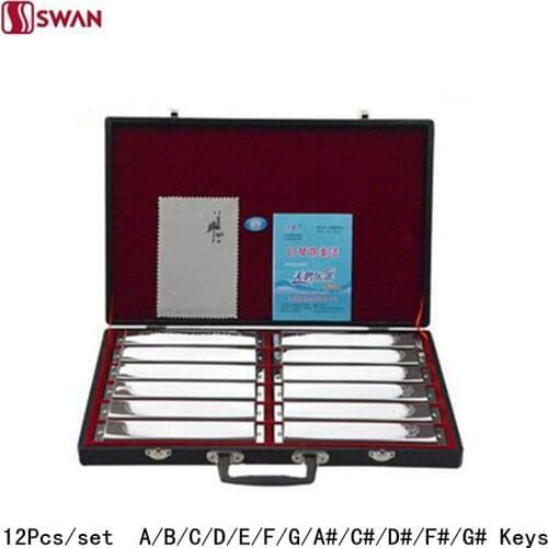 12Pcs/set Swan Harmonica 24 Hole 12- Tune set packing sliver color Tremolo Harp with Gift Box Mouth Organ for Collect