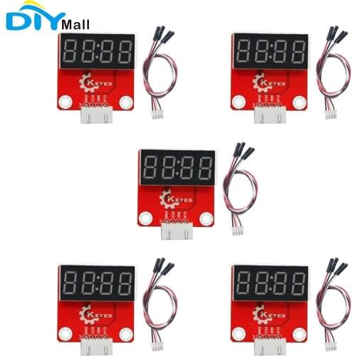 5pcs Keyes brick I2C 4-Digit Tube Module DC 5V With 2.54mm Anti-Reverse Plug White Terminal