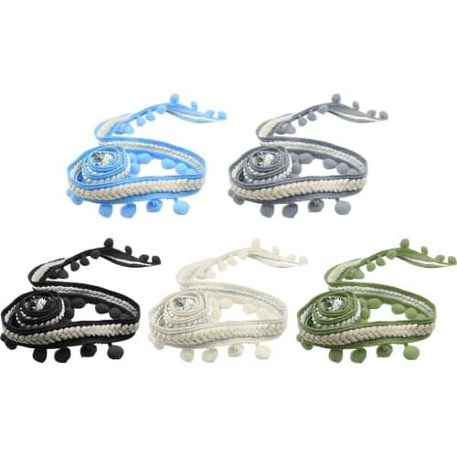 5 Yd Mini Pom Pom Trim Plush Ball Fringe Ribbon Tassel Band DIY Sewing Lace Braid Clothes Curtain Pillow Bedding Accessory Decor