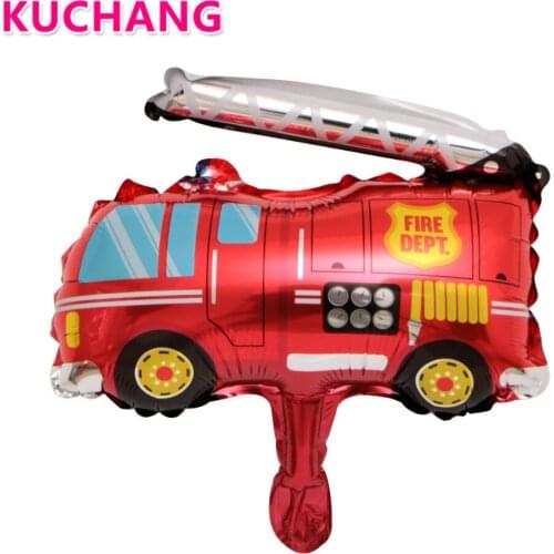 50pcs Mini Fire Engine Foil Balloons School Bus Tank Balloons Baby Shower Boy Love Globos Birthday Party Decorations Kids Toys