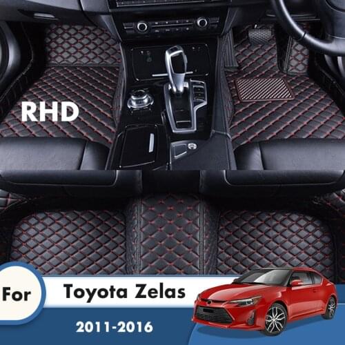 RHD Custom Car Floor Mats For Toyota Zelas 2016 2015 2014 2013 2012 2011 Leather Carpets Car Accessories Decoration Protect Rugs