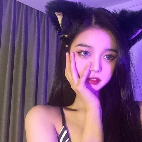 Cat Velvet Bell Plush Furry Ears Headpiece Choker Necklace for Festival Cosplay Party Necklace Hairhoop Accessories