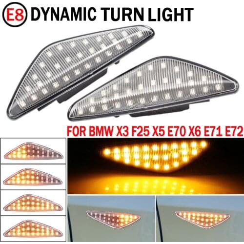2pcs Flowing Turn Signal Light Dynamic LED Side Marker Side Indicator For BMW X5 E70 X6 E71 E72 X3 F25