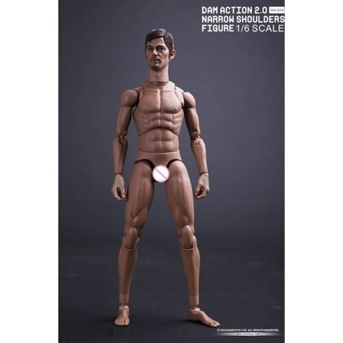 1:6 Scale Nude Body and head NARROW SHOULDERS ACTION Figure Male BODY with head MALE02