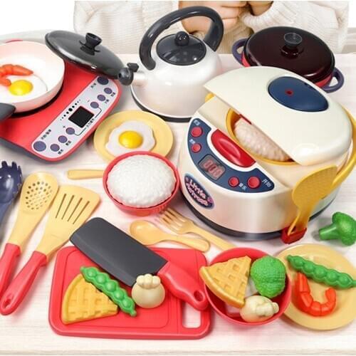 Kids Kitchen Educational Toys Simulation Electric Rice Cooker Mini Furniture Kitchen Food Pretend Play House Role Playing Girls