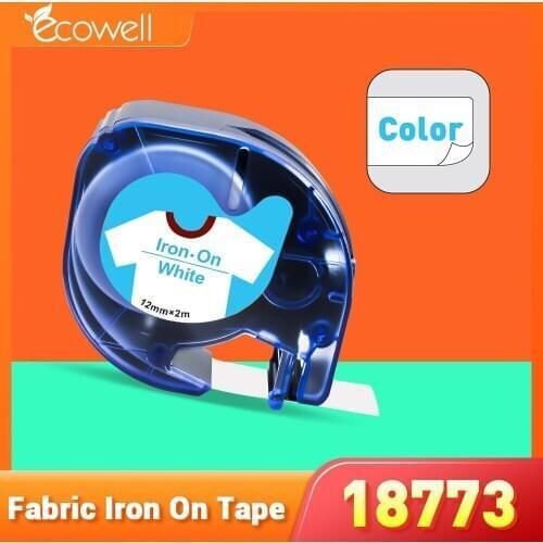 Ecowell 12mm Clthoes label Compatible for Dymo LetraTag 18773 18772 18775 Fabric Iron on Label tape for dymo LT-100H 100T 110T
