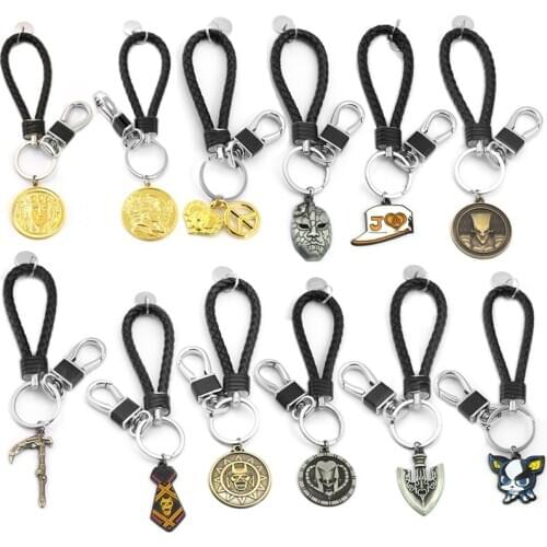 Cartoon JOJOS BIZARRE ADVENTURE Keychain Shield Pendant Keyring Car Chaveiro Backpack Accessory Game Jewelry