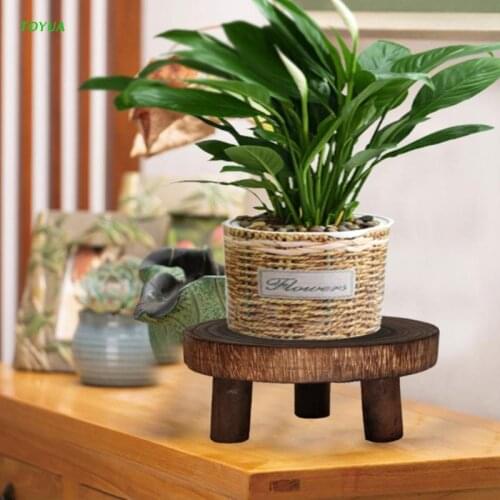 Solid Wood Round Bench Flower Pot Holder Plant and Succulent Flower Pot Base 1XCC