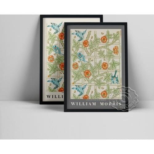 William Morris Romanticism Exhibition Museum Poster, Abstract Art Floral Print Canvas Painting, Minimalist Bedroom Home Decor
