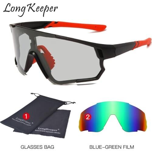 LongKeeper Classic Sport Sunglasses Men Polarized Photochromic One Piece Oversized Mirror Lens Sun Glasses Outdoor Mens Glasses