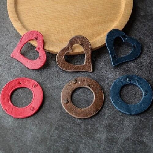 European and American retro leather big ring heart-shaped ring pendant DIY earrings earrings accessories material