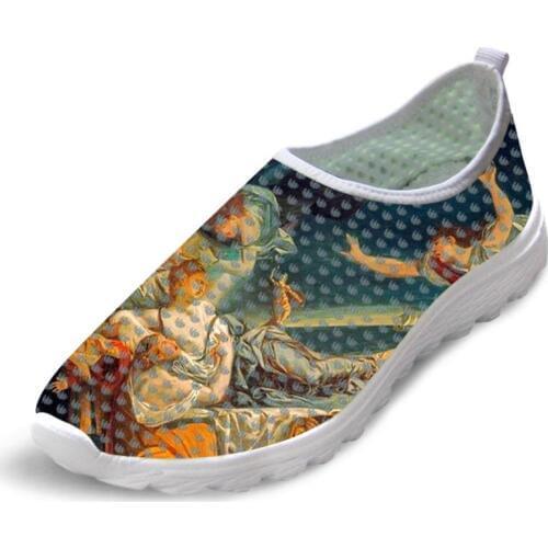 Trendy Man Summer Causal Flats Shoes Man Sneakers Mesh Simple Design Shoes Christ Painting Art Print Teenage Boys Slacker Shoes