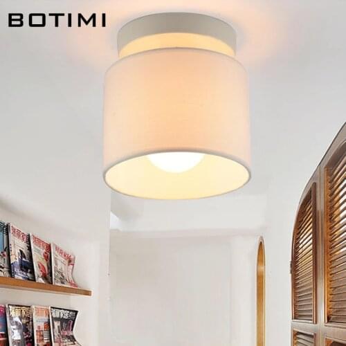 BOTIMI Round Cloth Lampshade LED Ceiling Lamp For Corridor Lamparas de techo Fabric Surface Mounted Indoor E27 Kitchen Lighting