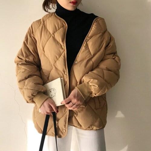 Lingge Cotton Jacket Women 2021 New Autumn Winter Warm Cotton Coat Vintage Thick Short Outwear Female Overcoats Loose Parkas