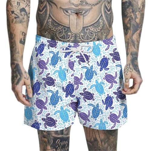 2021 Summer Beach Shorts Mens Turtle Print Man Shorts Bermuda Casual Short Pants Plus Size Short Men Male Sports Board Shorts