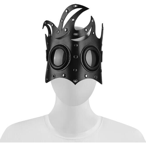 Unisex Adult Black PU Leather Vintage Masquerade Party Props Halloween Role Playing Game Gothic Mask Steampunk Anime Accessories