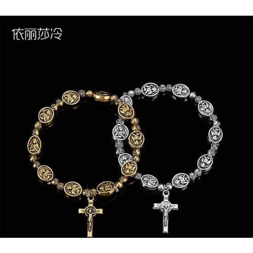 Elastic alloy fashion saint little Delan bracelet, Jesus rosary bracelet sacred center compassionate small Deran saint religious