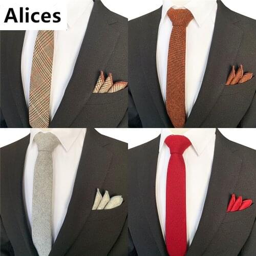 13 Solid Color Cashmere Wool Necktie and Pocket Square Sets for Men 6cm Wine Red Brown Green Gray Navy Pink For Men Wedding Ties