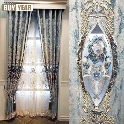 New Chenille Embroidery Hollow Curtain Floor-to-ceiling Window Living Room Restaurant European-style French Curtain Finished