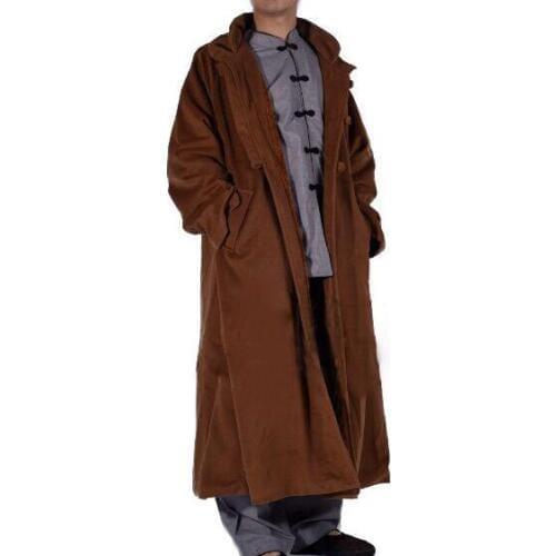 4color unisex Buddhist monks meditation cloak winter warm coat cape lay garments abbot nun martial arts robe red/brown/yellow