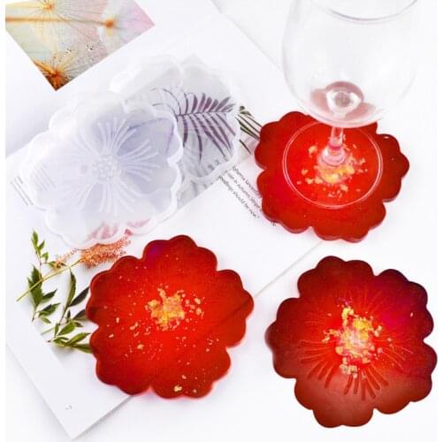DIY Flower Coaster Silicone Mold UV Epoxy Resin Mould Tray Cup Mat Mold For DIY Crafts Table Decoration Supplies Components