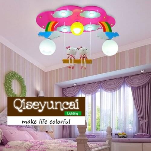Qiseyuncai Cloud Rainbow childrens room LED eye energy-saving ceiling lamp boy girl room cartoon rainbow lighting
