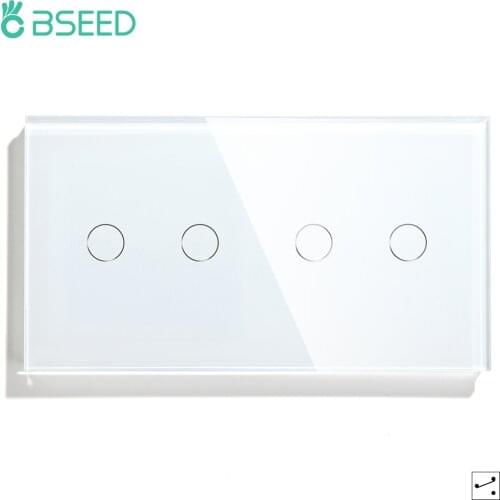 BSEED Double 2Gang 2Way Light Switches Touch Sensor Wall Switch Glass Switches Dark Blacklight White Black Golden