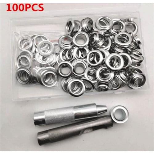 100 Sets Of 14mm Inner Diameter Copper Eyelet Washer Metal Silver 3 Piece Set Of Stamping Leather Craft Tools And Storage Box