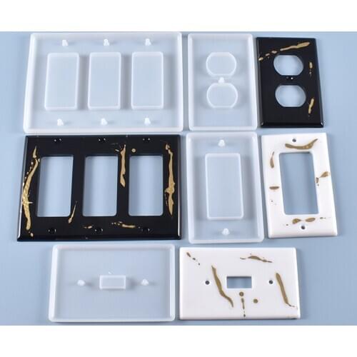 6 Types Light Switch Cover Mold Outlet Cover Resin Molds DIY Silicone Mold for Plate Epoxy Craft