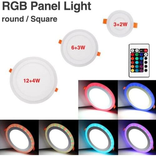 LED Downlight Round 6W - 24W 3 Model LED Lamp Double Color Panel Light RGB & white Ceiling Recessed with Remote Control