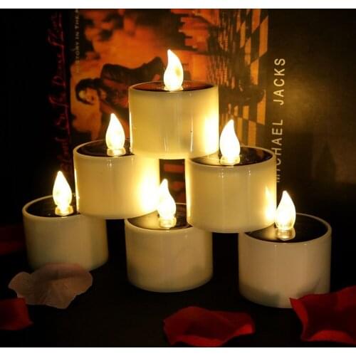 LED Solar Candle Light Electric Flameless Simulation Candle Lamp Romantic Atmosphere Lamp for Valentines Day Wedding Party Decor