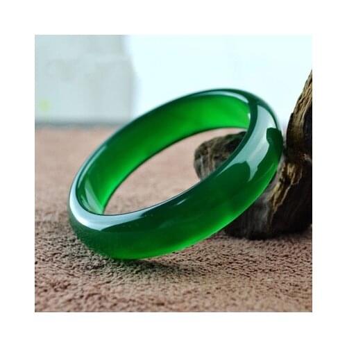Zheru Jewelry Natural Agate Chalcedony Green 54-62mm Bracelet Jewelry Jade Jewelry Best Gift