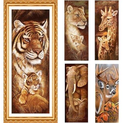 Animal Diamond Embroidery 5D Diy Diamond Painting Christmas Tiger and Giraffe Cross Stitch Full Circle Wedding DecorationZP-3283