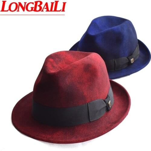 Winter Wool Felt Fedora Hats For Men Chapeau Masculino Fashion Panama Jazz Cap Free Shipping PWFE005