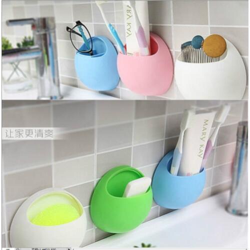 1Pcs Home Bathroom Toothbrush Wall Mount Holder Sucker Suction Organizer Cup Racks Storage Shelves Closet Space Saver