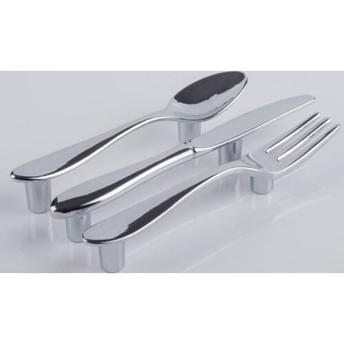 1pcs Creative Knife Fork Spoon Design Zinc Alloy Kitchen Cabinet Handles Cupboard Drawer Knobs Furniture Handles Hardware