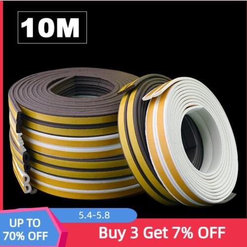 10M DIEP Type Window Rubber Seal Strip Soundproofing Dustproof Door Weather Stripping Self Adhesive Anti collision Foam Tape